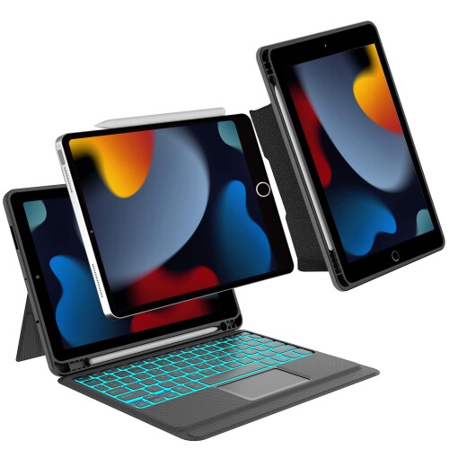 高級版「横/縦両方対応」 iPad 第9世代 キーボード ケース 10.2インチ 第8世代 第7世代 キーボード タッチパッド搭載 超薄 軽量 分離式 ワイヤレ...
