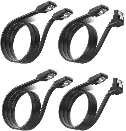 LeTradeJP 4本のSATAケーブルSATA 3ケーブル群40 cm（直型+下L型）8芯銅フレキシブルSATA 3.0ソリッド..