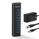 ROSONWAY USB ハブ 3.1 Gen2 10Gbps 10ポートアルミ製 36W USB HUB セルフパワー USBケーブルとType Cケーブル 付き 12V/3A ACアダプタ 独立スイッチ 付き(RSH-A10S)(2)