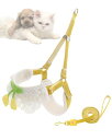 Tibemi 猫 リード付きハーネス Y型設計犬はーねす小型犬 中型犬 猫用ハーネス 可愛い 猫 ハーネス 抜けにくい犬ハーネス リードセット 毛糸の刺繍と白いレースの装飾ネコ ハーネス サイ