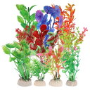 VOCOSTE 水族館プラスチック植物 水槽プラント 人工水生植物 景観植物の装飾用 マルチカラー 10個