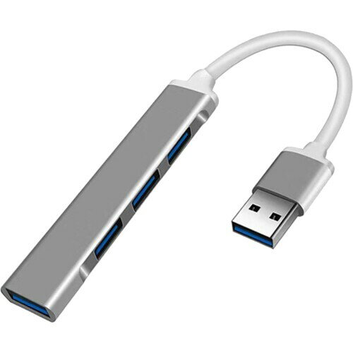 USB 3.0 ハブ 4-in-1 超薄型 ポータブル USB3.0 高速データ転送 グレー 互換MacBook Chromebook キーボード マウスなどのUSBデバイス