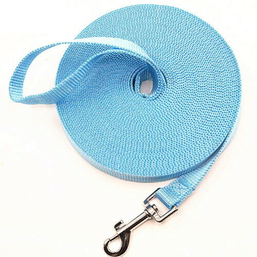 HJ リード 犬用 強力 小中型犬対応 ロングリード 猫 ペットリード 犬用引き紐 散歩 (4.5m*2.5cm, 水色)