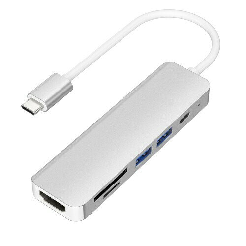 USB-C ハブ 6-in-1「4K HDMI映像出力＋PD 100W 急速充電＋USB3.0高速データ転送+SD&TFカードスロット搭載」HDMI Type C アダプタ 在宅勤務 設定不要 MacBook Pro/Air、iPad Pro、iMac、XPS、Surface Goなど対応 -
