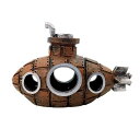 Charmoon 水槽 オブジェ 潜水艦 船 サブマリン 隠れ家 シェルター アクアリウム オーナメント おしゃれ 置物 (ブラウン)