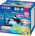 TDK 録画用ブルーレイディスク BD-R 25GB 1-6倍速 カラーミックスプリンタブル 20枚ケース入り BRV25PWMC20A