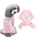 AmzBarley 犬 ロンパース パジャマ 春 秋 犬服 洋服 ストライプ 小型犬 中型犬 犬の服 ロンパース 四つの足 カバーオール 超柔らかい 通気性 可...