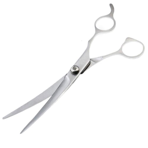 RICHAIR プロ仕様 ペット用 トリミング ハサミ カーブシザー 顔周り 足回り 目元 丸みを出しやすいカーブ型の刃 トリマー 犬 猫 ペット用 全長19cm (上カーブハサミ)