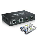 10Gtek ギガビット 光メディアコンバーター シングルモード デュアルLC 1.25Gb/s 2xSFPポート to 2x10/100/1000Base-T...