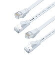 JAVEX (2Mx2本) CAT7 RJ45 (シールド付き、10GB) ネットワークEthernetフラットケーブル、白
