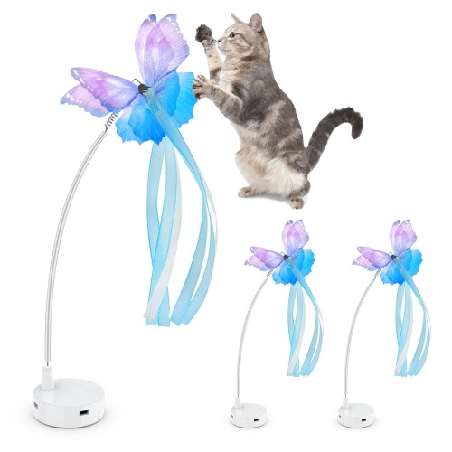 ORSDA猫のおもちゃ交換可能な蝶おもちゃアクセサリー、3個安全な手作りファブリック蝶パーフェクトおも..