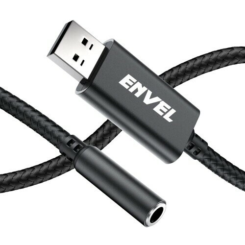 ENVEL ヘッドセットアダプター 3.5mm メス型〜USBオス型 チップ内蔵 外付けステレオサウンドカード TRRS 4極 マイク対応 USB〜ヘッドホンへのアダプター PS5 PS4 ノートパソコン PCなどに