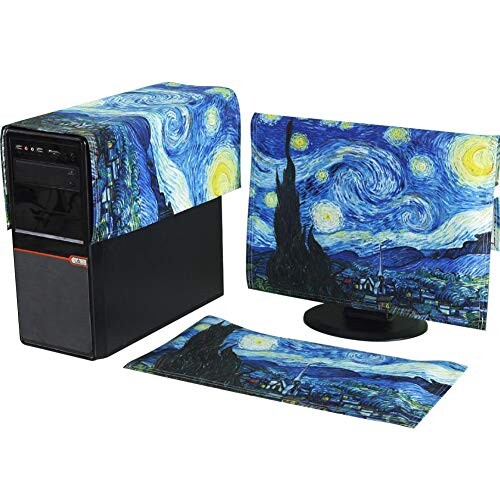 HIGHAWKモニターカバー セット PCカバー ディスプレイ キーボードカバー 防塵 保護 液晶 可愛い（星空 20-22インチ）