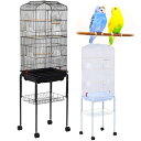 iimono117 鳥かご インコ 大型 スタンド付き (高さ163×幅46×奥行36cm) 持ち運び 鳥 ケージ バードゲージ 鳥小屋 引き出し式トレイ 止ま...