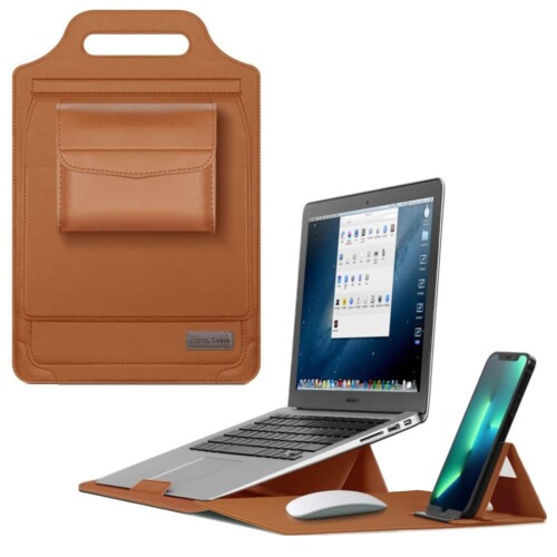 Hoyong ノートパソコンケース PCケース 11.6インチなど 多機種対応 折り畳み式 スタンド機能 マウスパッド 収納ポーチ付き ノートパソコンスリーブ 縦入れ PUレザー 軽量 耐衝撃 手提げ パ