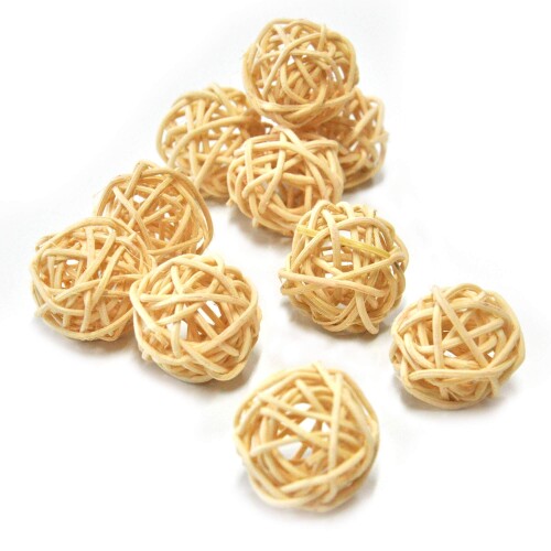 Loveril ミニマンチボール10個入り 3cmサイズ ナチュラルカラー 無着色 ペット用おもちゃ インコ オウ..