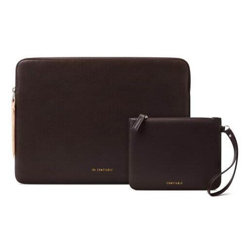 Comfyable Slim Protective Laptop Sleeve with Accessory Pouch Compatible with 13/13.3/14 Inch MacBook Pro & MacBook Air, Mac Travel Case, Slim PU Leather Laptop Cover M4/M3/M2/M1 2025-2021, Chocolate