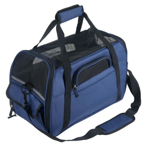 Pettom キャリーバッグ 猫 犬 クレート スリング 車載 手提げ 3way キャリー 顔出し 折りたたみ可能 カチオン生地 軽い 通気 交通機関に利用できる お出かけ用品 (M, 二代目ブルー)