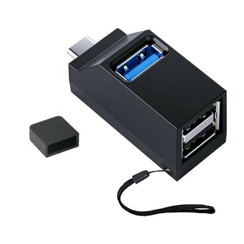 Type-Cハブ 3ポート タイプc ハブ USB3.0＋USB2.0コンボ 超小型 ポート拡張 高速 軽量 携帯便利 1個入り コンパクト (ブラック)