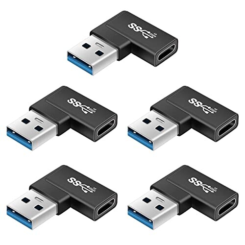 USB Type C(メス) to USB 3.0(オス) 変換アダプタ L型 (5個セット) Suptopwxm USB3.1 10Gbps 高速デー..