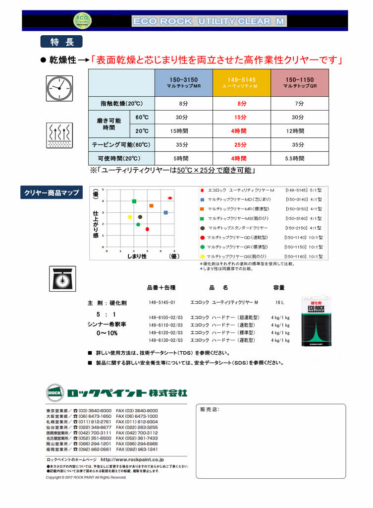 ロックペイント149-5145 エコロック ユーティリティクリヤーM 16Kg 主剤 3