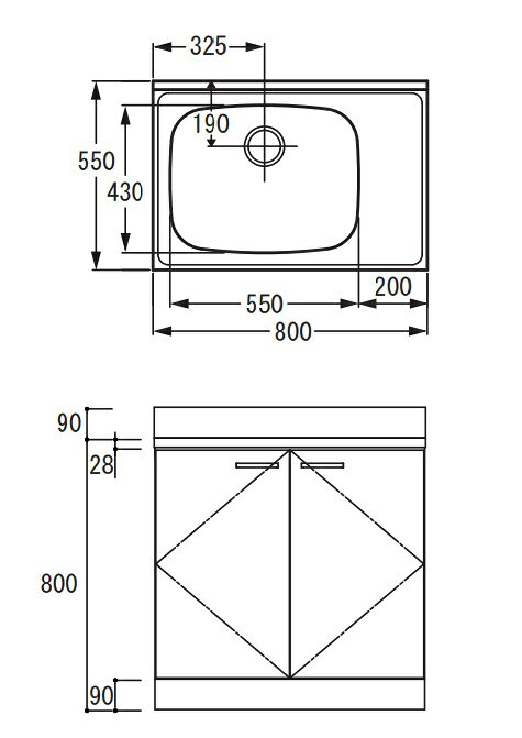 ライフ住器　セクショナルキッチンRシリーズ　流し台　RNF-80＊(R/L)　奥行550ミリ　W800xD550xH800　定価￥67650＊沖縄、北海道及び離島は、別途送料掛かります。＊メーカー便のため代引き不可。【法人限定販売】