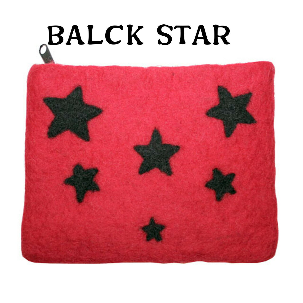 ハンドメイドフェルトポーチ ネパール　ブラックスター　かわいい　プチギフト　小物入れ　ケース　ポ..