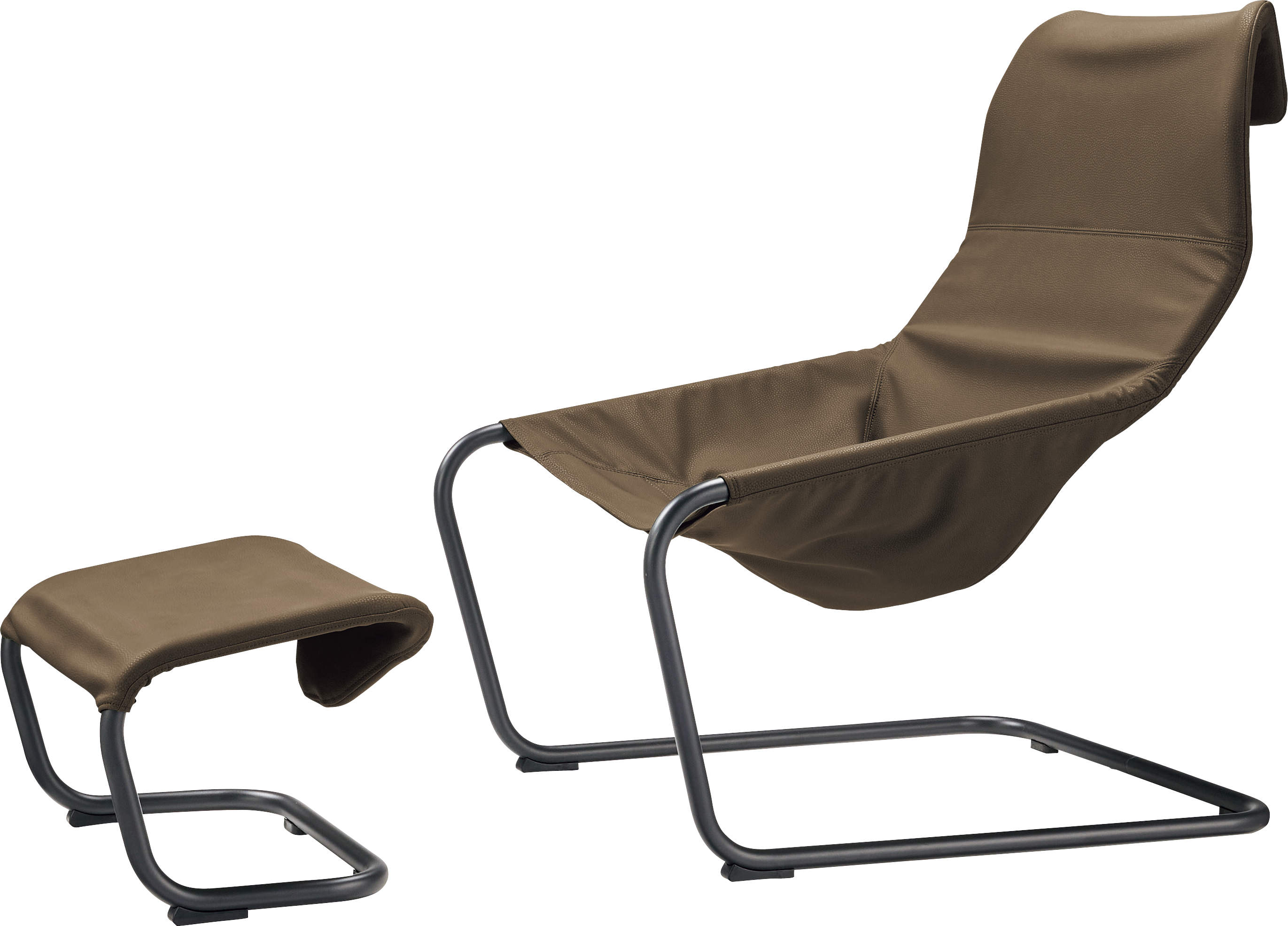 〈ランティス〉　チェアー・オットマン セット　ブラック塗装フレーム　LG-620S-K　ブロンズ/ブラック/オリーブ/グレージュ