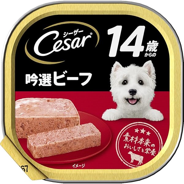 乐天商城 - シーザー トレイ 14歳からの シニア犬用 100g×24個 吟選ビーフ 水分補給 ふわふわローフタイプ