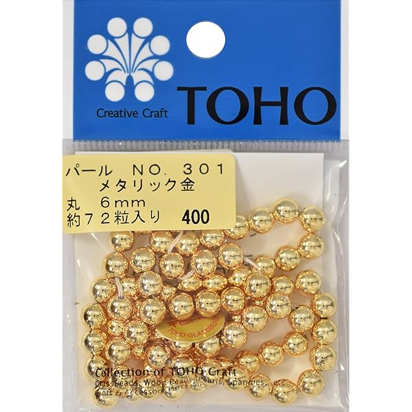 乐天商城 - TOHO 丸型パール 外径約6mm 金 約72ヶ入り No.301