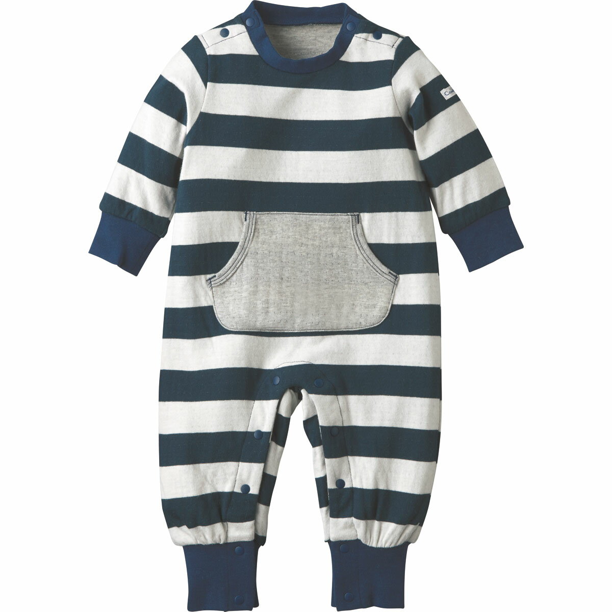 【30%OFF】やわらかボディオール（太ボーダー） 《コンビミニ》 ギフト ベビー服 子供服 Combi mini 新生児服 秋冬カバーオール 70 75_30