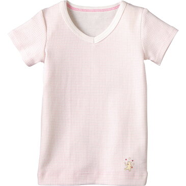 半袖VネックTシャツ(ピンチェック){男の子 女の子}《コンビミニ Combi mini》【80cm 90cm 100cm 110cm 120cm 130cm】 | ギフト 春夏 キッズ 半袖 保育園 赤ちゃん ベビー服 夏服 子供服 トップス ティーシャツ 半袖Tシャツ 洋服 tシャツ おしゃれ かわいい 子ども服 子供