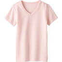 《コンビミニ》あったかVネック 半袖Tシャツ : 女の子 80cm 90cm 100cm 110cm 120cm 130cm | 肌着 キッズ 子供 保育園 冬 防寒 秋冬 冬服 インナー 女児 ピンク 下着 暖かい 秋 秋服 子ども tシャツ ティーシャツ こども 男児 半袖