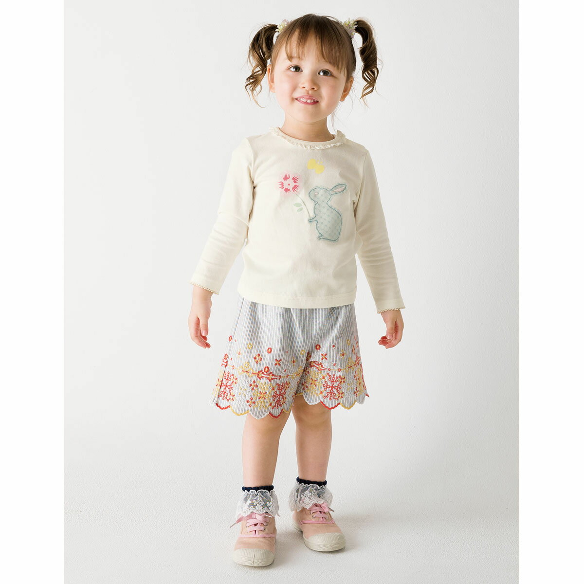 【40％OFF】《コンビミニ》キュロット(カットレース) : 女の子 80cm 90cm 100cm 110cm 120cm | ギフト ベビー服 子供服 赤ちゃん 服 子ども こども パンツスカート パンツ 春夏 可愛い おしゃれ ボトムス ボトム ガールズ 小学生 保育園 キュロットスカート キッズ