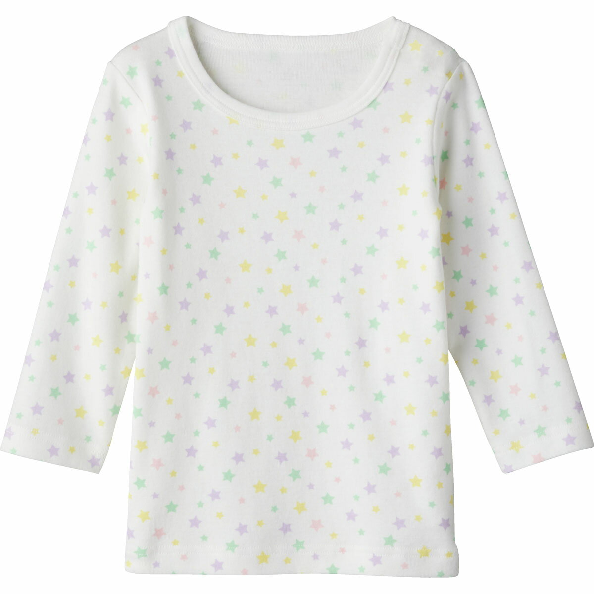 《コンビミニ》長袖Tシャツ（パステルスター） : 男の子 女の子 80cm 90cm 100cm 110cm 120cm 130cm 140cm | 綿100% 下着 ギフト 子供服 カットソー 長袖 子供 キッズ キッズ服 おしゃれ ロンT ロンティ ロンティー 肌着 2