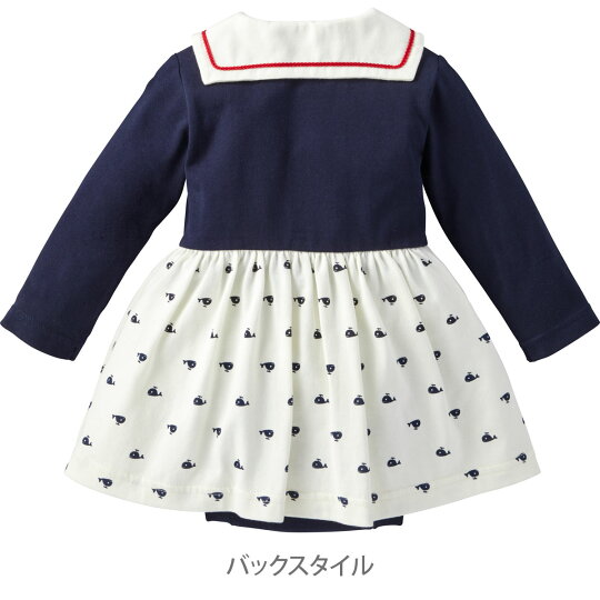 楽天市場 ラップワンピース クジラ 女の子 コンビミニ Combi Mini 60cm 70cm 80cm ネイビー 長袖 カバーオール ロンパース ボディスーツ おしゃれ 可愛い ベビー キッズ 子供服 新生児 出産祝い ベビー服 赤ちゃん ワンピース こども 子供 洋服 かわいい