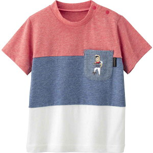 《コンビミニ》半袖Tシャツ(トリコロール) : 男の子 女の子 80cm 90cm 100cm 110cm 120cm | レッド キッズ おしゃれ 子供服 可愛い ベビー服 トップス tシャツ 子供 ブランド ティーシャツ 夏服 お揃い 男女 保育園 カットソー 子ども服 【トップス】