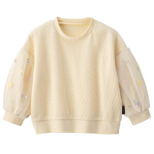 【40％OFF】《コンビミニ》ワッフルトップス（マーガレット） : 女の子 80cm 90cm 100cm 110cm 120cm | 赤ちゃん 服 ベビー服 子ども こども ブランド ロングtシャツ トップス 春夏 長袖 春 チュール 可愛い 花柄 ロンt ロングティーシャツ キッズ