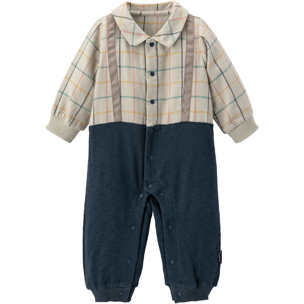 【40%OFF】《コンビミニ》長袖 ドッキングカバーオール（ビエラチェック） : 男の子 70cm 75cm | 赤ちゃん 服 ベビー服 子供服 カバーオール 足つき 冬 ロンパース おしゃれ ベビーウェア 長袖 新生児 ブランド 冬服 双子 ベビーロンパース 出産祝い 秋冬 襟付きのサムネイル