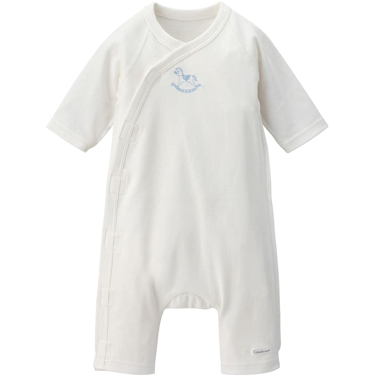 【48％OFF】《コンビミニ》ラップクラッチ（もくば刺しゅう） : 男の子 女の子 50cm 60cm 70cm | ベビー 新生児 長袖 ロンパース 赤ちゃん服 ベビー服 新生児服 春夏 春服 カバーオール かわいい おしゃれ 足付き ギフト 洋服 プレゼント ウェア 服 退院着 出産【S】のサムネイル