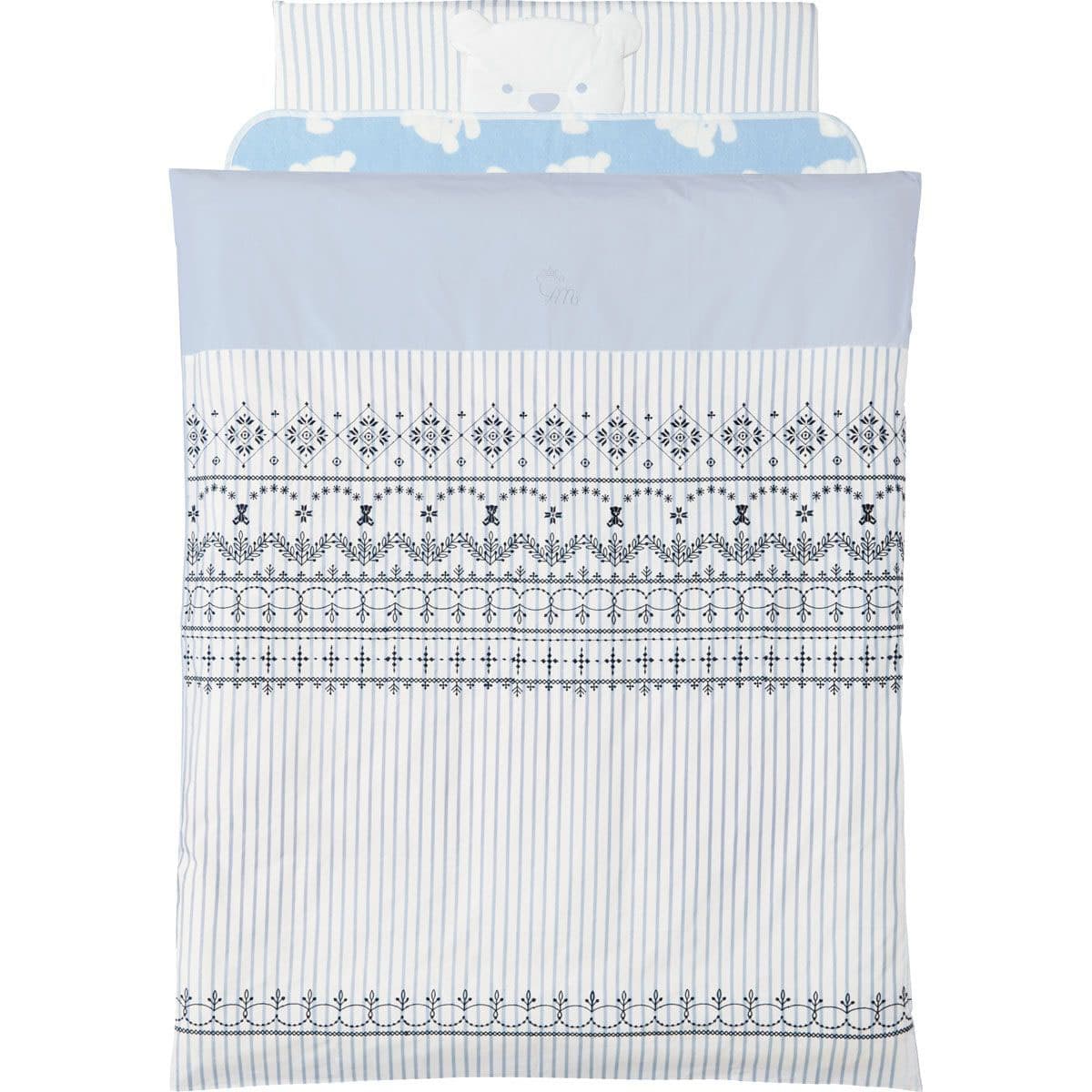 【半額】《コンビミニ》ロイヤルブルー12点セット : 男の子 女の子 | ベビー 布団セット 新生児 赤ちゃん 子供 ふとん 布団 セット 寝具 敷布団 掛け布団 枕 カバー シーツ パッド 綿 ガーゼ 毛布 ブランケット おしゃれ 保育園 洗える 洗濯可のサムネイル