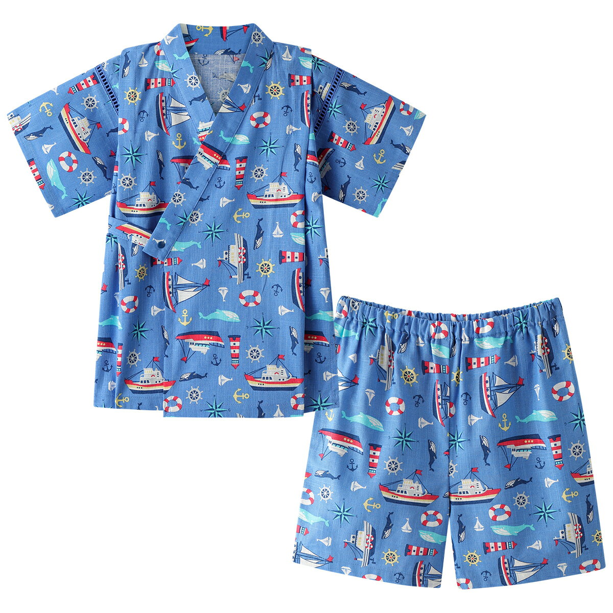 【55%OFF】《コンビミニ》オリジナル柄カンタン甚平（マリン） : 男の子 80cm 90cm...