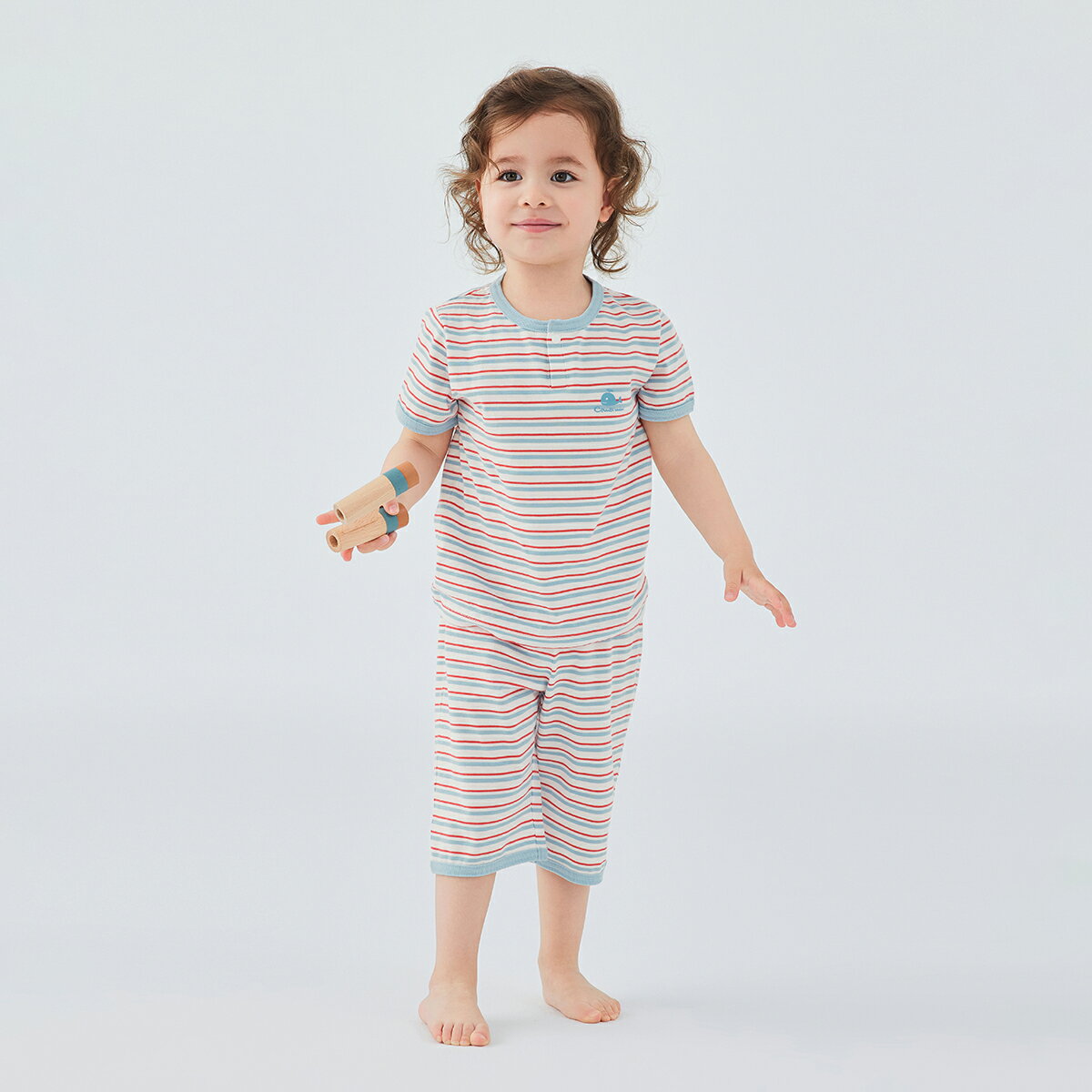 【30%OFF】《コンビミニ》腹巻付き半袖パジャマ（ボーダー） : 女の子 男の子 80cm 90cm 100cm 110cm 120cm 130cm 140cm | ベビー 半袖 キッズ 子供 夏 ルームウェア こども 子ども おしゃれ 可愛い 部屋着 寝巻き 保育園 子供用パジャマ 綿100 かぶり【パジャマ】【outlet】