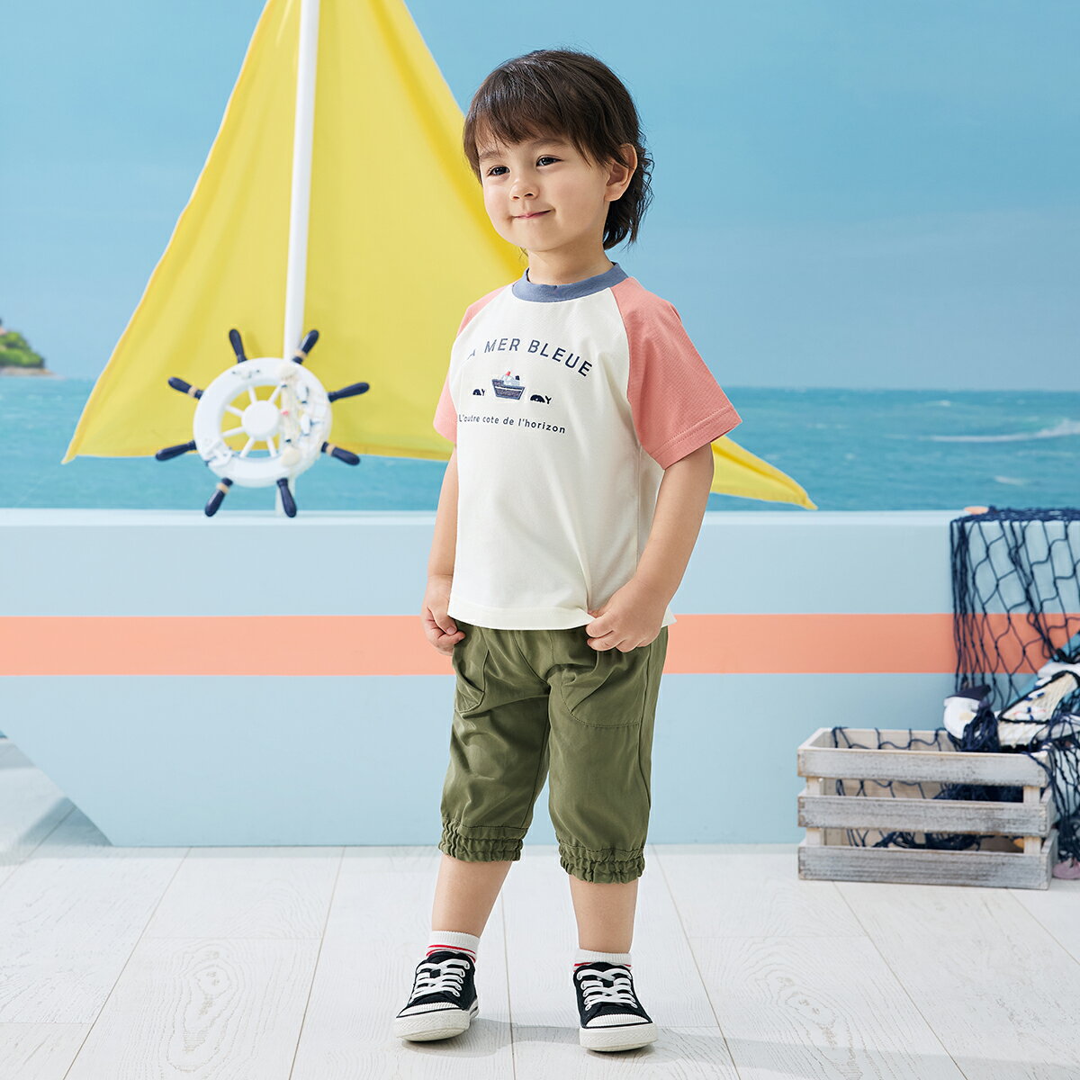 【50%OFF】《コンビミニ》半袖ラグランTシャツ : 男の子 女の子 80cm 90cm 100cm 1...