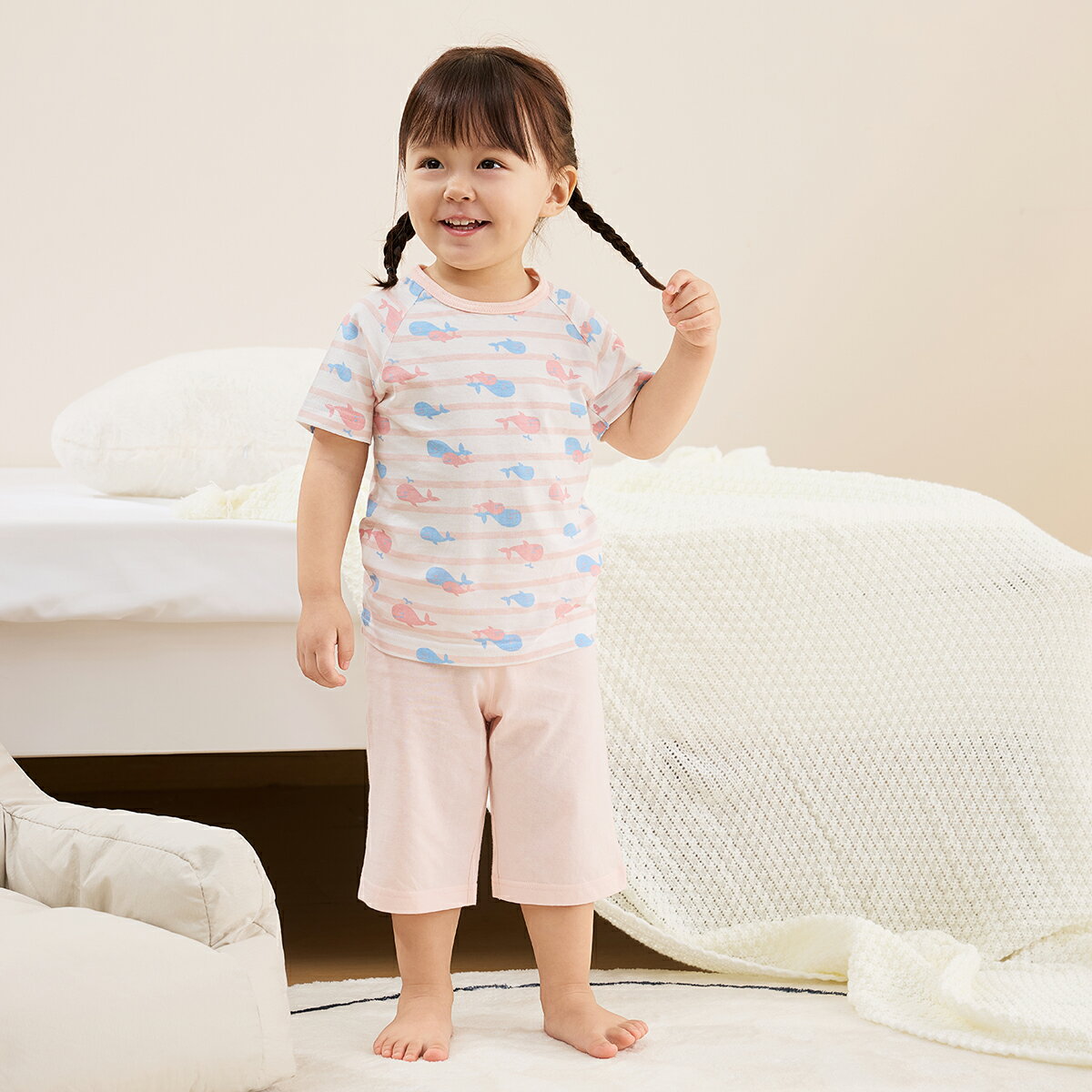 【30％OFF】《コンビミニ》のびのび腹巻付き半袖パジャマ（くじらボーダー・水遊び・いちご・恐竜） : 女の子 男の子 80cm 90cm 100cm 110cm 120cm 130cm 140cm | ベビー 子供服 子ども こども キッズ 綿100% ルームウェア 上下 春 夏【パジャマ】