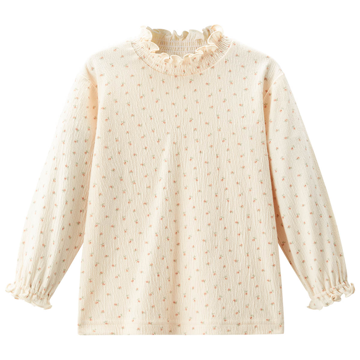 【30%OFF】《コンビミニ》シャーリングハイネック長袖Tシャツ（小花） : 男の子 女...