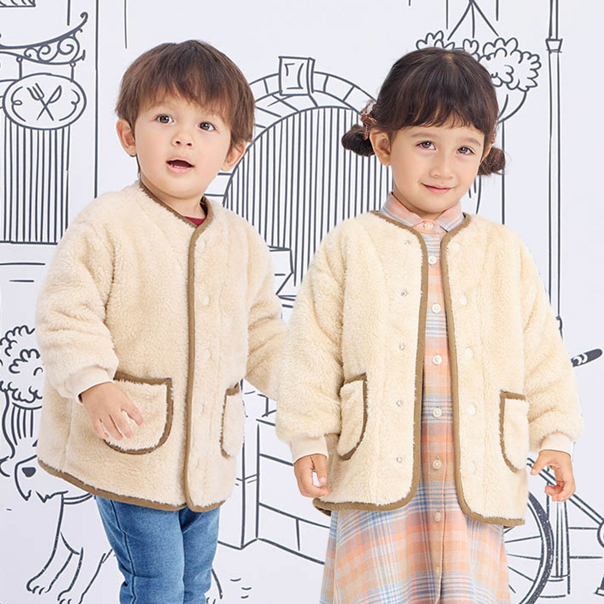 楽天市場】ボア ジャケット（カラーベージュ）（キッズ・ベビー