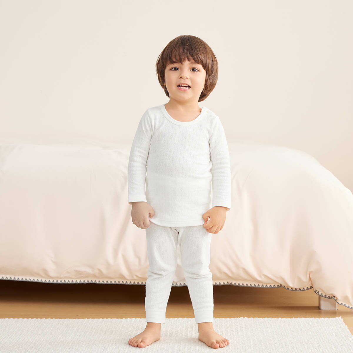 【10%OFF】《コンビミニ》あったかレギンス : 男の子 女の子 80cm 90cm 100cm 110cm 120cm 130cm 140cm | 肌着 下着 冬 キッズ 子供 冬服 ホワイト ブルー ピンク グレー 秋冬 防寒 スパッツ 秋 ズボン パンツ 冬用 女児 男児 10分丈 エアーニット【インナー】 - Image 2