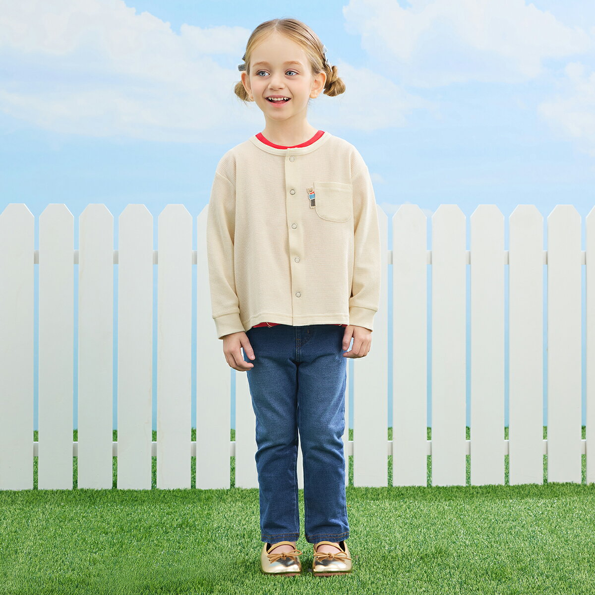 【20%OFF】《コンビミニ》長袖ストレッチワッフルカーディガン : 男の子 女の子 70...