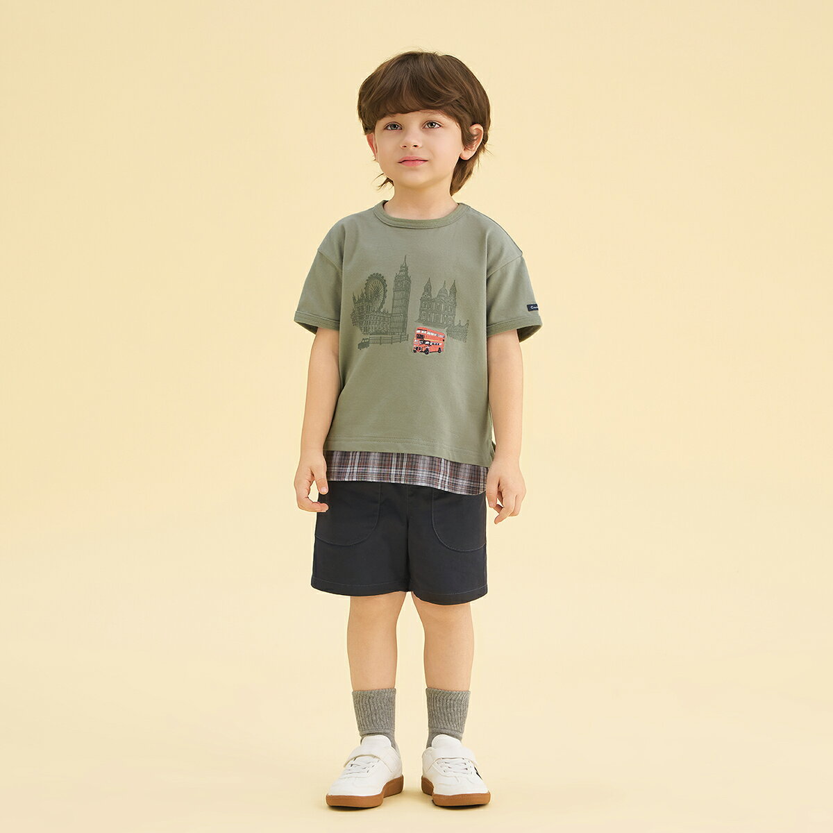 【20%OFF】《コンビミニ》レイヤード風半袖BIGTシャツ（ロンドン） : 男の子 女の...